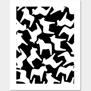 Swedish Dalahorse decorative pattern Sweden black and white Posters and Art